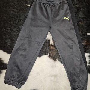 Puma Kids Charcoal Joggers with Lime Logo